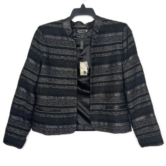 Black Label by Chico's Women's Jacket Textured Wool Blend Lined Size 1 NEW - Picture 1 of 13